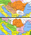 Image 86Top: territories controlled by the Dacian king, c. 50 BC; bottom: territories controlled by the Dacian king, circa year zero (from History of Romania)
