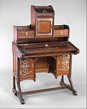 Desk, by Kimbel and Cabus, c. 1877, oak, nickel-plated brass and iron hardware, Metropolitan Museum of Art