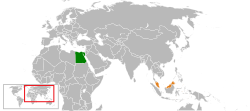 Map indicating locations of Egypt and Malaysia