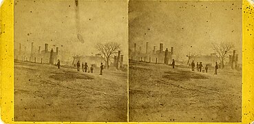 Remains of a structure fire on Cotton Avenue, Macon, Georgia, US. c. 1876