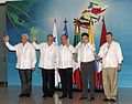 El presidente Felipe Calderón y el presidente Juan Manuel Santos en Mérida, Mexico; 2011.