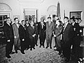 Image 3Kennedy meets with march leaders. Left to Right – Willard Wirtz, Matthew Ahmann, Martin Luther King Jr., John Lewis, Rabbi Joachin Prinz, Eugene Carson Blake, A. Philip Randolph, President John F. Kennedy, Vice President Lyndon Johnson, Walter Reuther, Whitney Young, Floyd McKissick, Roy Wilkins (not in order) (from March on Washington for Jobs and Freedom)