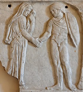 Jason et Médée, sarcophage romain de la fin du Ier siècle, palais Altemps (Rome).