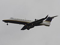 Learjet 45 flying, landing gear is out