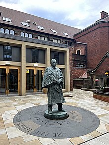 Dr Martin Luther King Jr. Statue at King's Quad courtyard of Newcastle University in North East England.