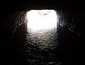 Montgomery Bell Tunnel opening, viewed from inside the tunnel during low water conditions