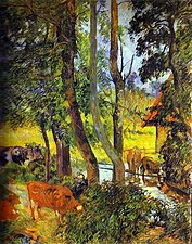 Gauguin, Vaches à l'abreuvoir, 1885