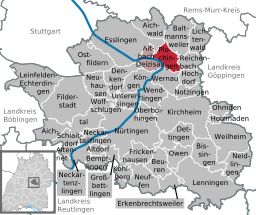 Läget för Plochingen i Landkreis Esslingen