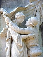 The relief showing an allegory of France greeting a victorious soldier-La France reconnaissante à Proyart.