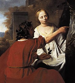Paris and Oenone (detail), another painting by Bloemmendael featuring exactly the same type of woman as the Strasbourg painting.