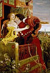Romeo and Juliet on the balcony by Ford Madox Brown