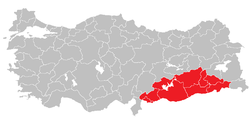Location of Southeast Anatolia Region