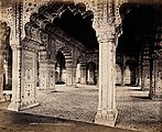 Samuel Bourne, "The Palace. Delhi. Interior of Dewan-i-Kass. 1350," 1863–1869, photograph mounted on cardboard sheet