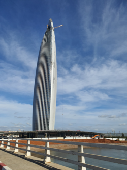 Mohammed VI Tower nearing completion.