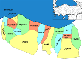 Mapa dos distritos da província de Trebizonda