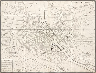 Turgot map of Paris, overview map, by Louis Bretez and Claude Lucas