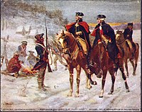 George Washington on horseback in winter Valley Forge