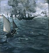 The Battle of the Kearsarge and the Alabama, 1864, Philadelphia Museum of Art. Inspired by the Battle of Cherbourg (1864)