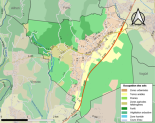 Carte en couleurs présentant l'occupation des sols.