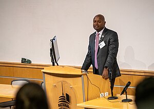 NOAA National Severe Storms Laboratory (NSSL) Director DaNa Carlis speaks at the NSSL 60th Anniversary Celebration.