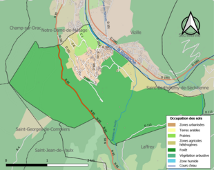 Carte en couleurs présentant l'occupation des sols.