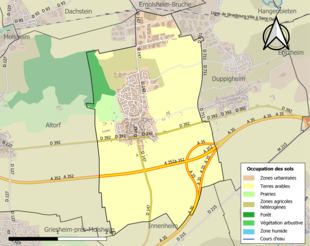 Carte en couleurs présentant l'occupation des sols.