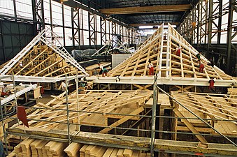 The sail roofs being manufactured in the former Cockerill shipyard