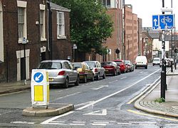 Double-sens cyclable à Liverpool, Royaume-Uni.