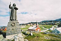 The statue of Hans Egede, 1921, at Nuuk, Greenland