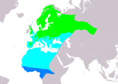 Distribución de Ficedula hypoleuca