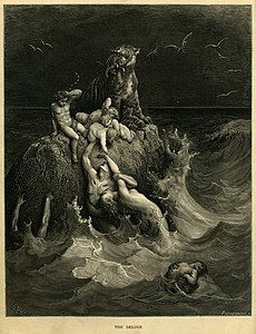 The Deluge at Flood myth, by Gustave Doré (edited by Adam Cuerden and Mike.lifeguard)