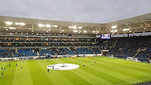 Das Stadion vor dem ersten UEFA-Champions-League-Spiel der TSG (Oktober 2018)