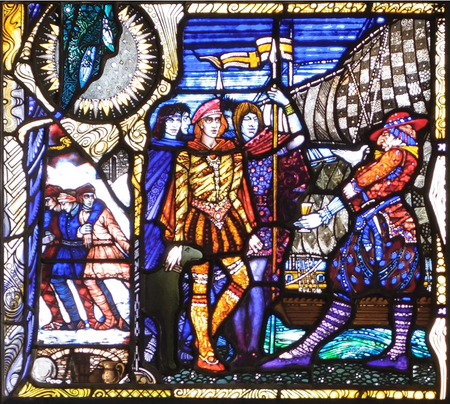 Hugh Roe O'Donnell, depiction in stained-glass window by Richard King.webp