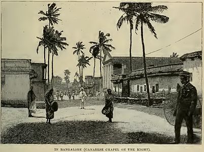 In Bangalore (Canarese Chapel on the right), 1890[27]