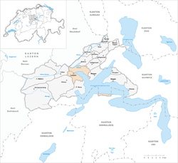 ルツェルンの位置の位置図