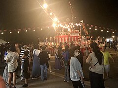 古村積神社で行われた盆踊り大会