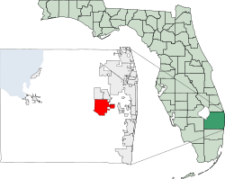Location of Wellington in Palm Beach County, Florida