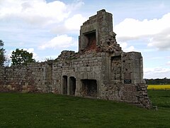 Great hall, showing fireplaces and doors to latrines
