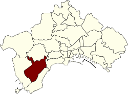 Fuorigrotta within the municipality of Naples