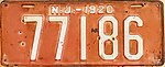 Photograph of a surviving 1920 license plate