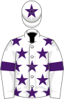 White, purple stars, armlets and star on cap