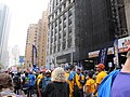 A view of one section of the People's Climate March waiting to start, south of Columbus Circle on Broadway