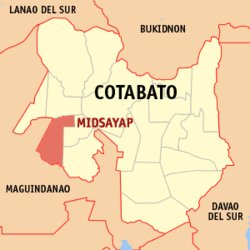 Map of Cotabato with Midsayap highlighted