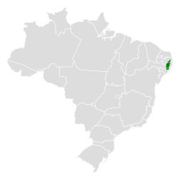 Distribución geográfica del orejerito de Alagoas.