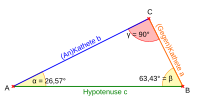 Rechtwinkliges Dreieck mit den rechten Winkel im Punkt C