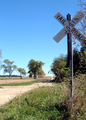 The view east from the defunct railroad crossing, 2006.