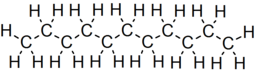 Skeletal formula of undecane with all implicit carbons shown, and all explicit hydrogens added