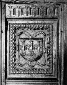 Panel in hall, left of fireplace, depicts the arms of Owain Gwynedd (1100–1170), king of Gwynedd.[4]