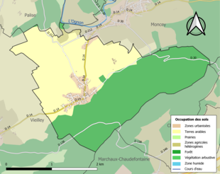 Carte en couleurs présentant l'occupation des sols.