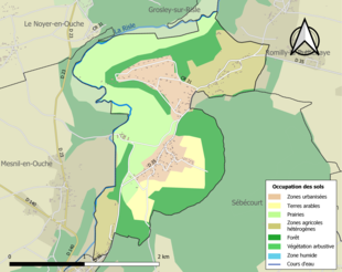 Carte en couleurs présentant l'occupation des sols.